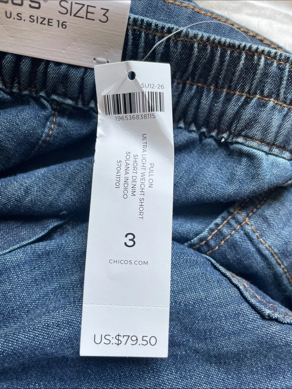Brand new with tags Chico’s lightweight denim Shorts size 3/16